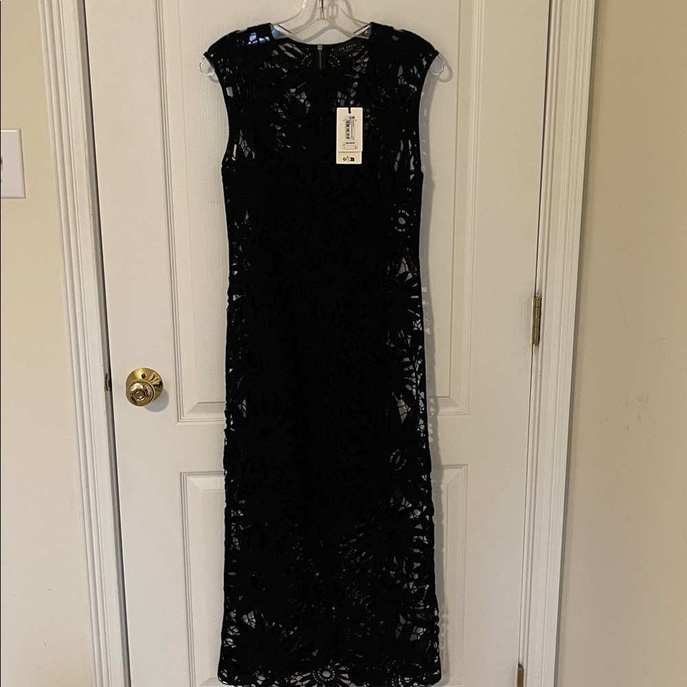 Ted Baker Black Crochet Lace Sleeveless Dress - Picture 4 of 6